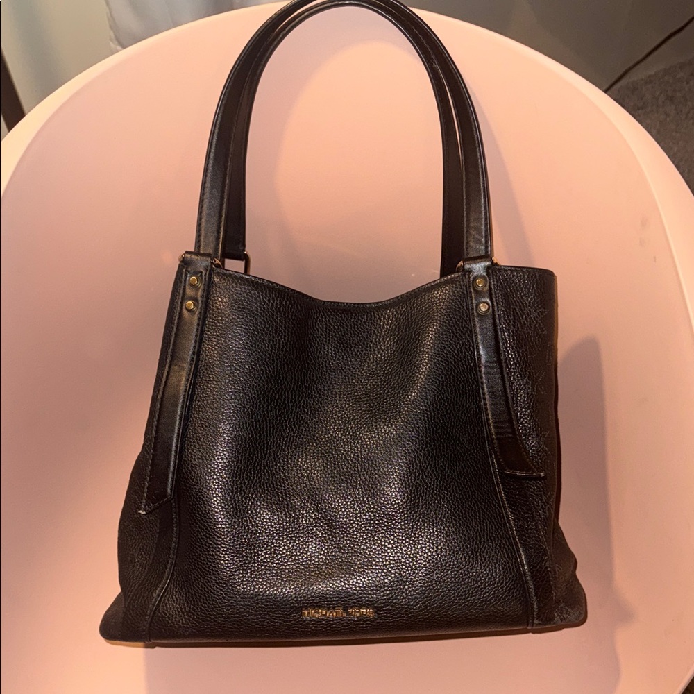 Michael Kors Black Pebbled Leather Shoulder Bag